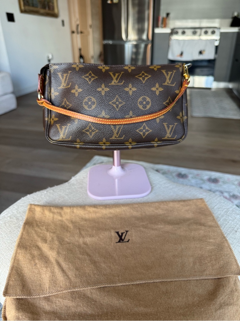 Louis Vuitton Brown Monogram Canvas Shoulder Pochette with Vachetta Trim